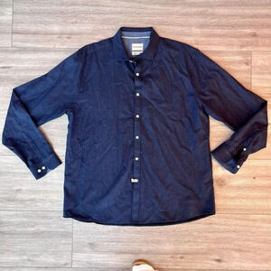 Stitch Note Men's‎ Blue Egyptian Cotton Long Sleeve Button Up Shirt Size XL